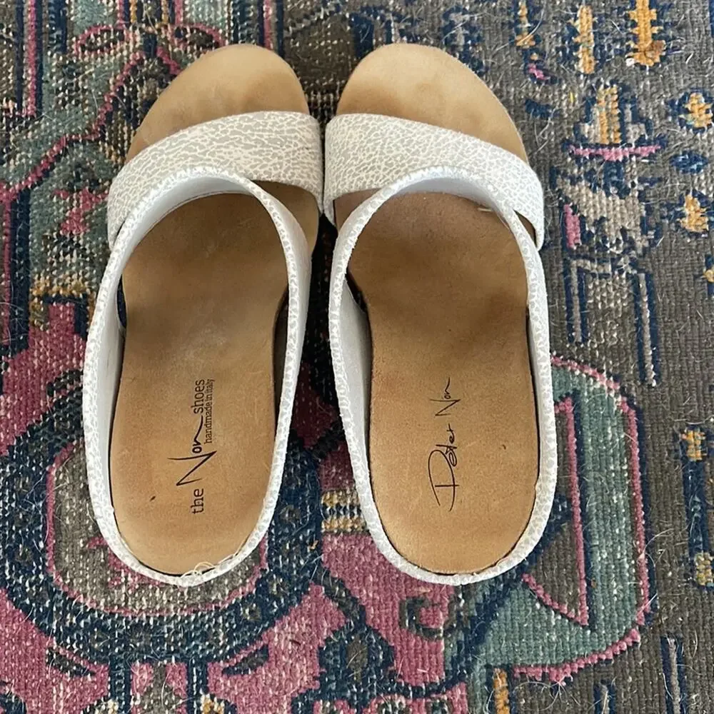 Peter Non textured leather open toed slip on wedge sandals sz 8